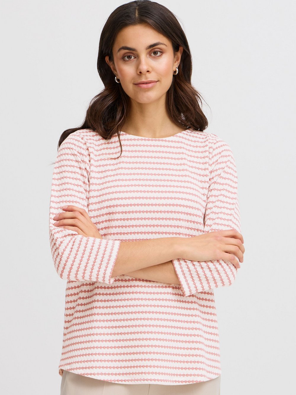 fransa Longsleeve Damen rosa gestreift, XXL