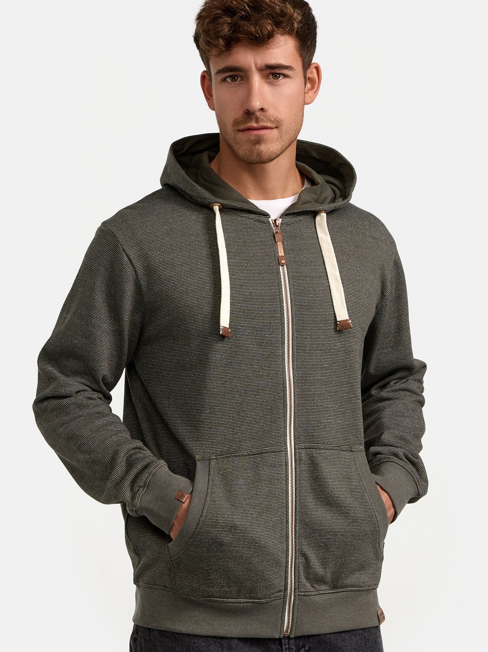 Indicode Sweatjacke Herren Baumwolle grün, L