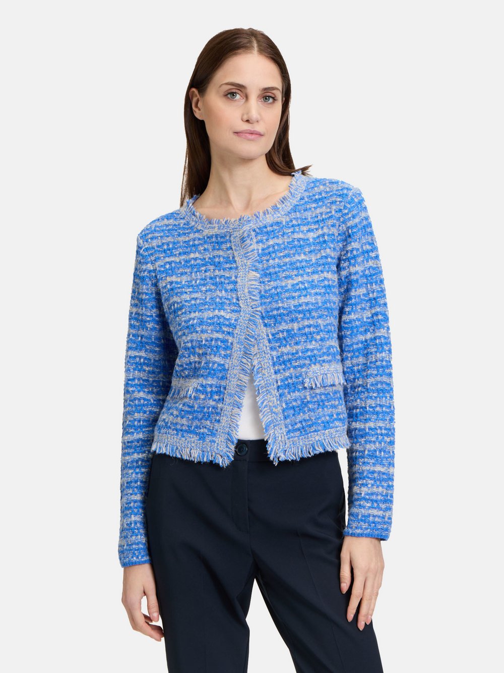 Betty Barclay Strick-Cardigan Damen Baumwolle blau gemustert, 46