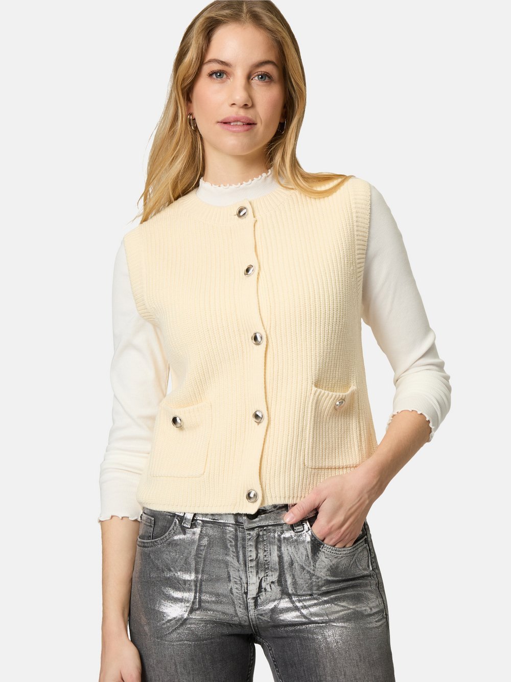 zero Strickweste Damen Baumwolle beige, 34