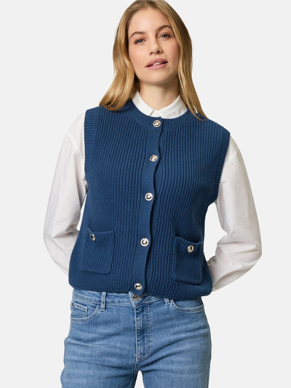 zero Strickweste Damen Baumwolle blau, 36