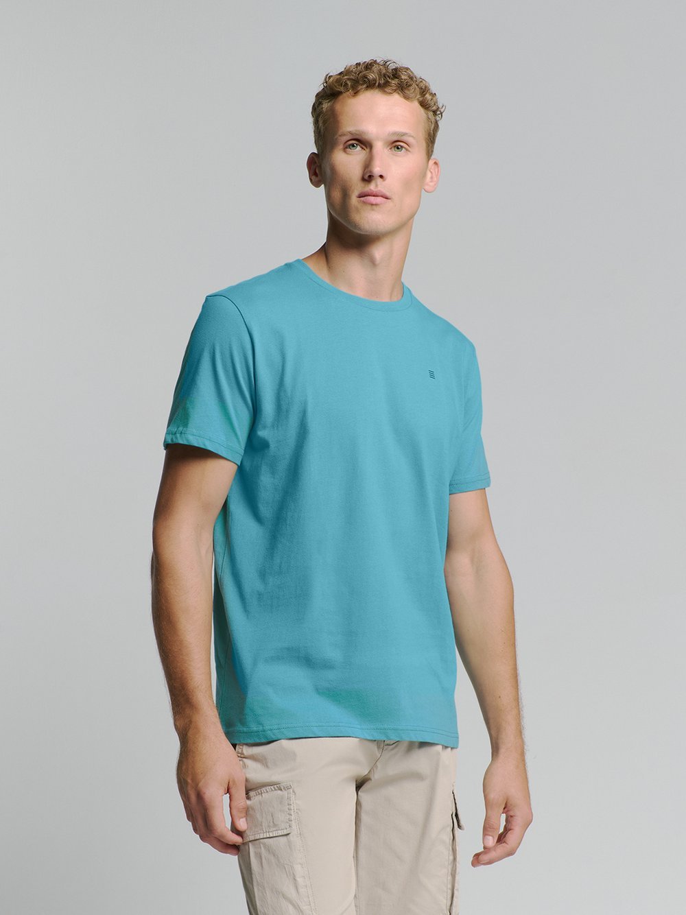 No Excess Basic Rundhals T-Shirt Herren Baumwolle blau, XXL