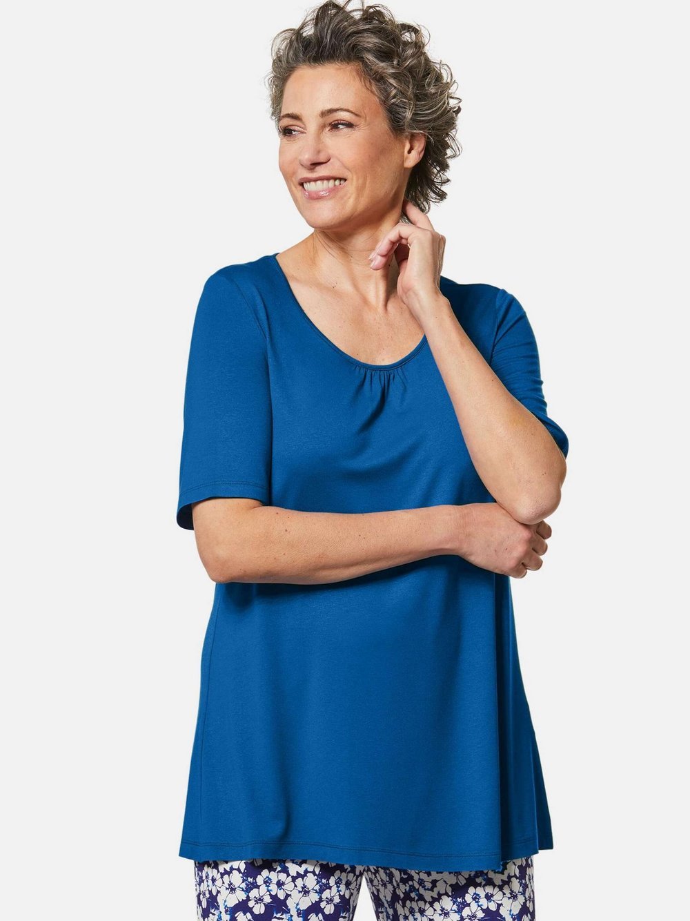 Goldner Shirt Damen Viskose blau, 46