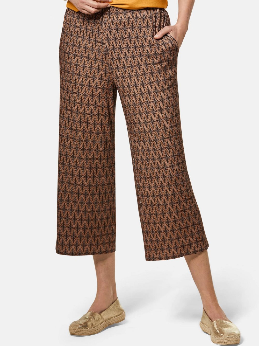 Goldner Kurzgröße: Culotte Louisa Damen Viskose braun bedruckt, 19