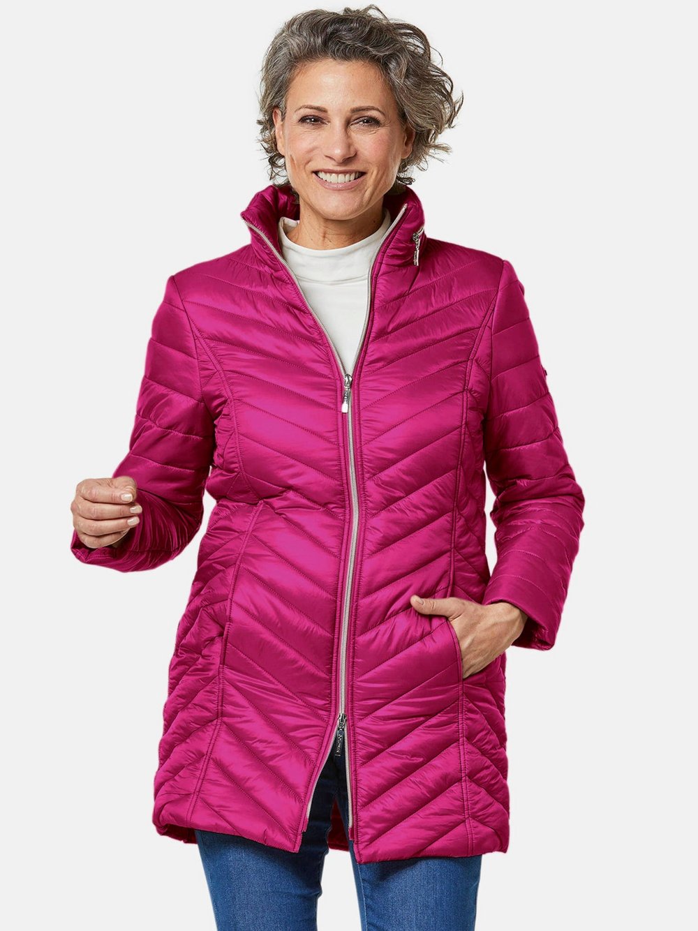 Goldner Longsteppjacke Damen Polyamid rosa, 42