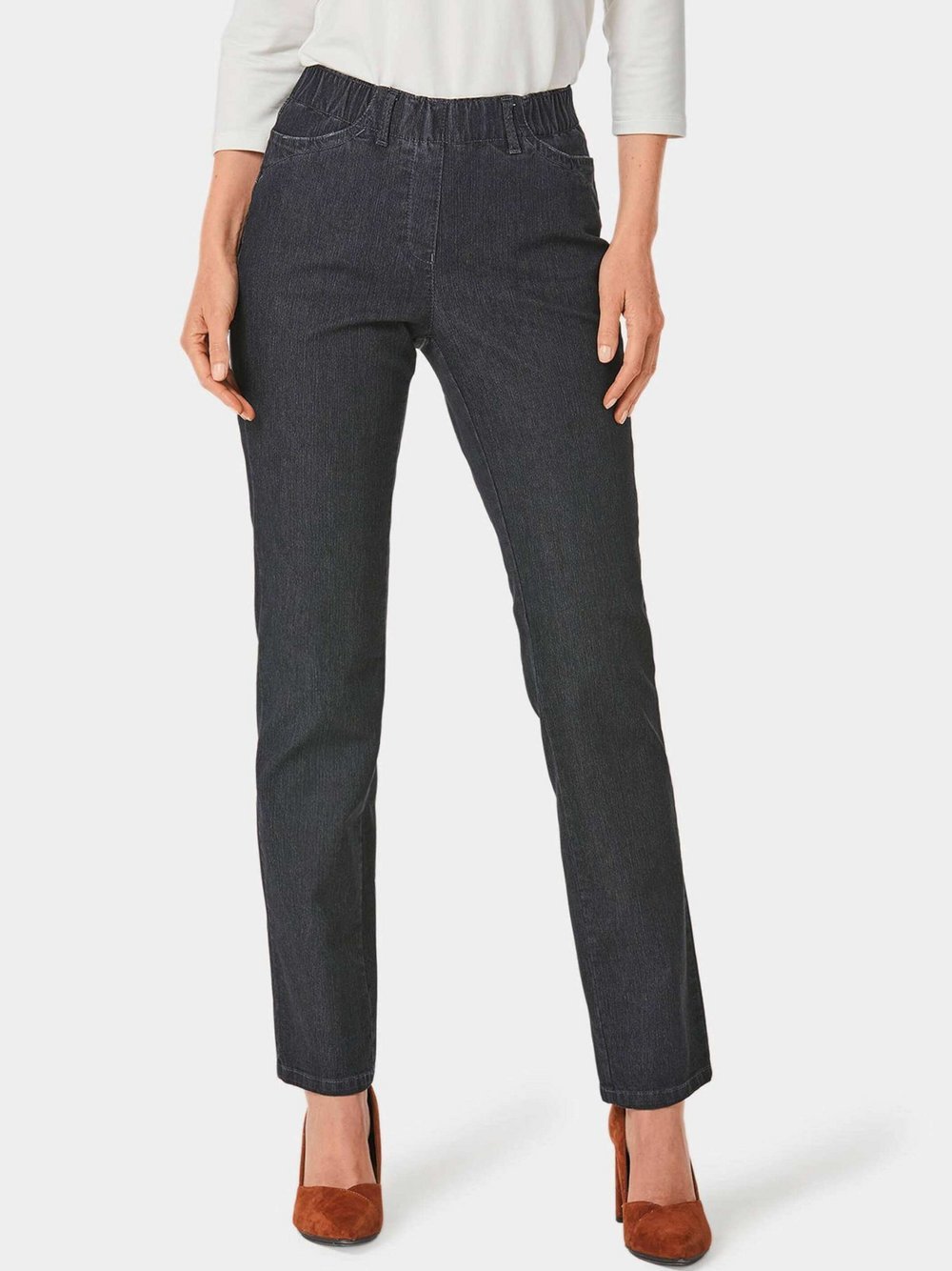 Goldner Jeansschlupfhose LOUISA Damen Baumwolle schwarz, 54