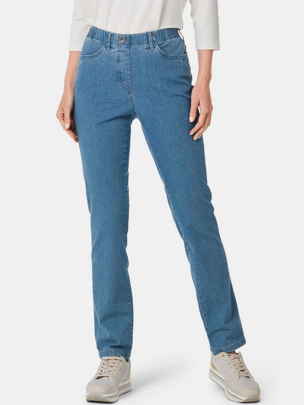 Goldner Jeansschlupfhose MARTHA Damen Baumwolle blau, 54