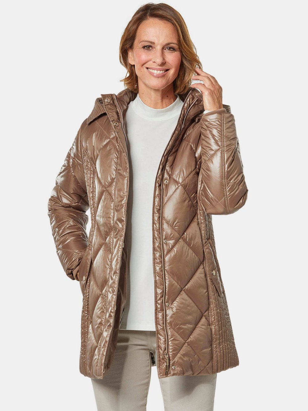 Goldner Longsteppjacke Damen braun, 38