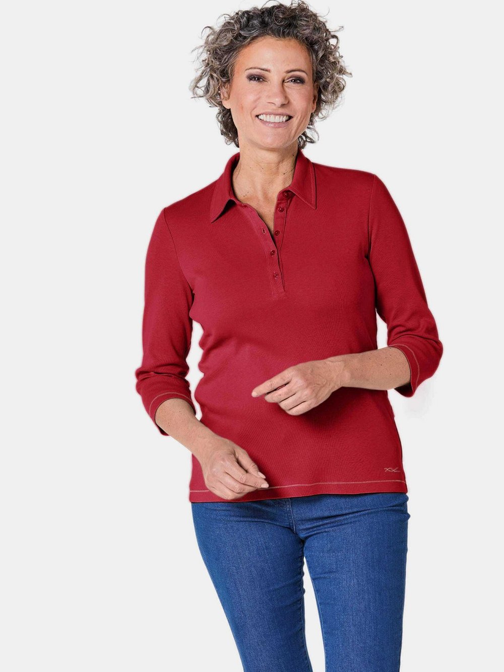 Goldner Poloshirt Damen Baumwolle rot, 50