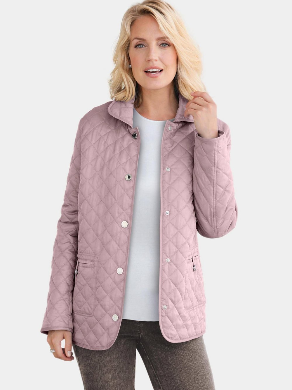 Goldner Kurzgröße: Leichte Jacke mit regelmäßigem Stepp Damen rosa, 20