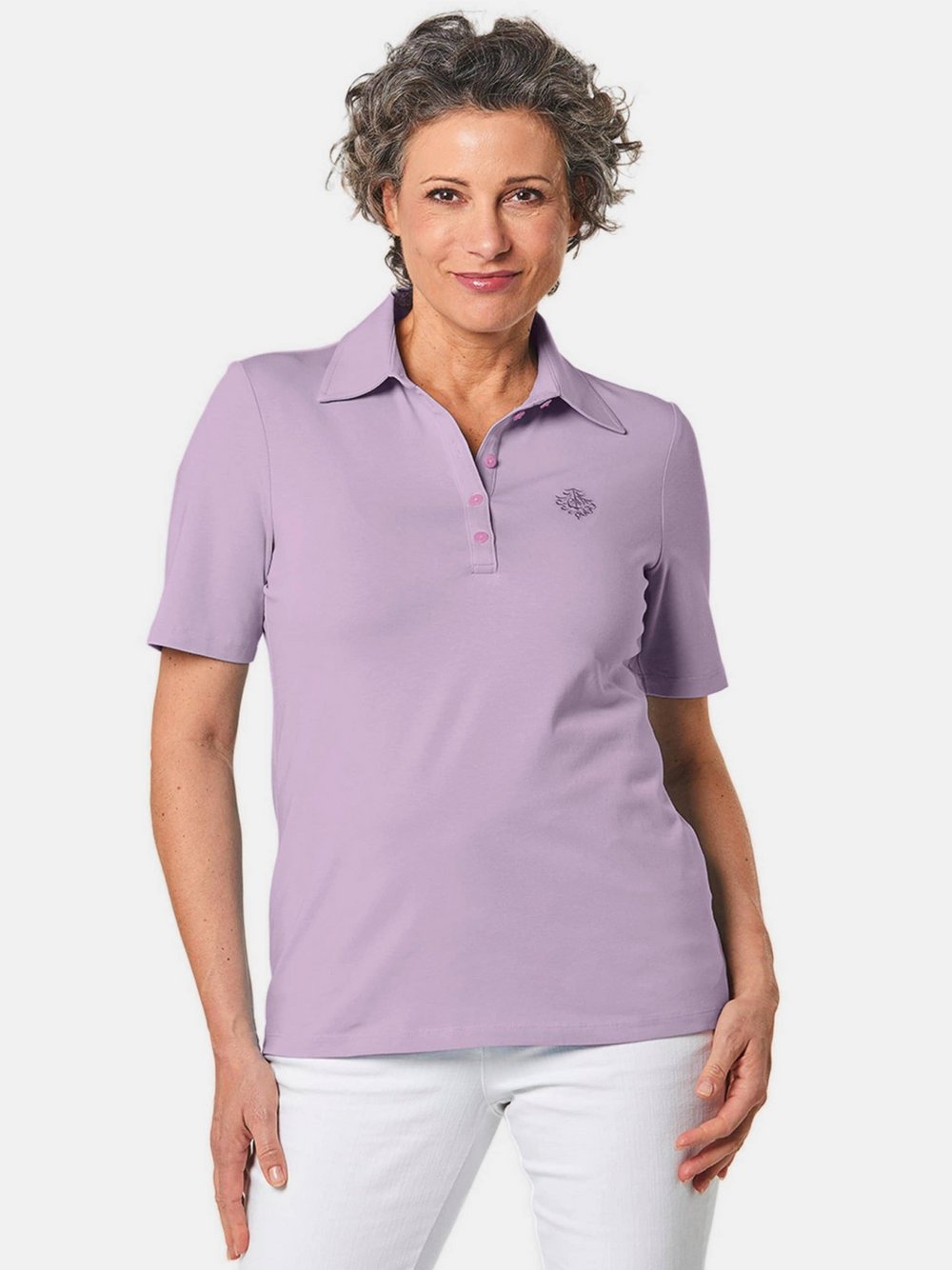 Goldner Poloshirt Damen Baumwolle lila, 48