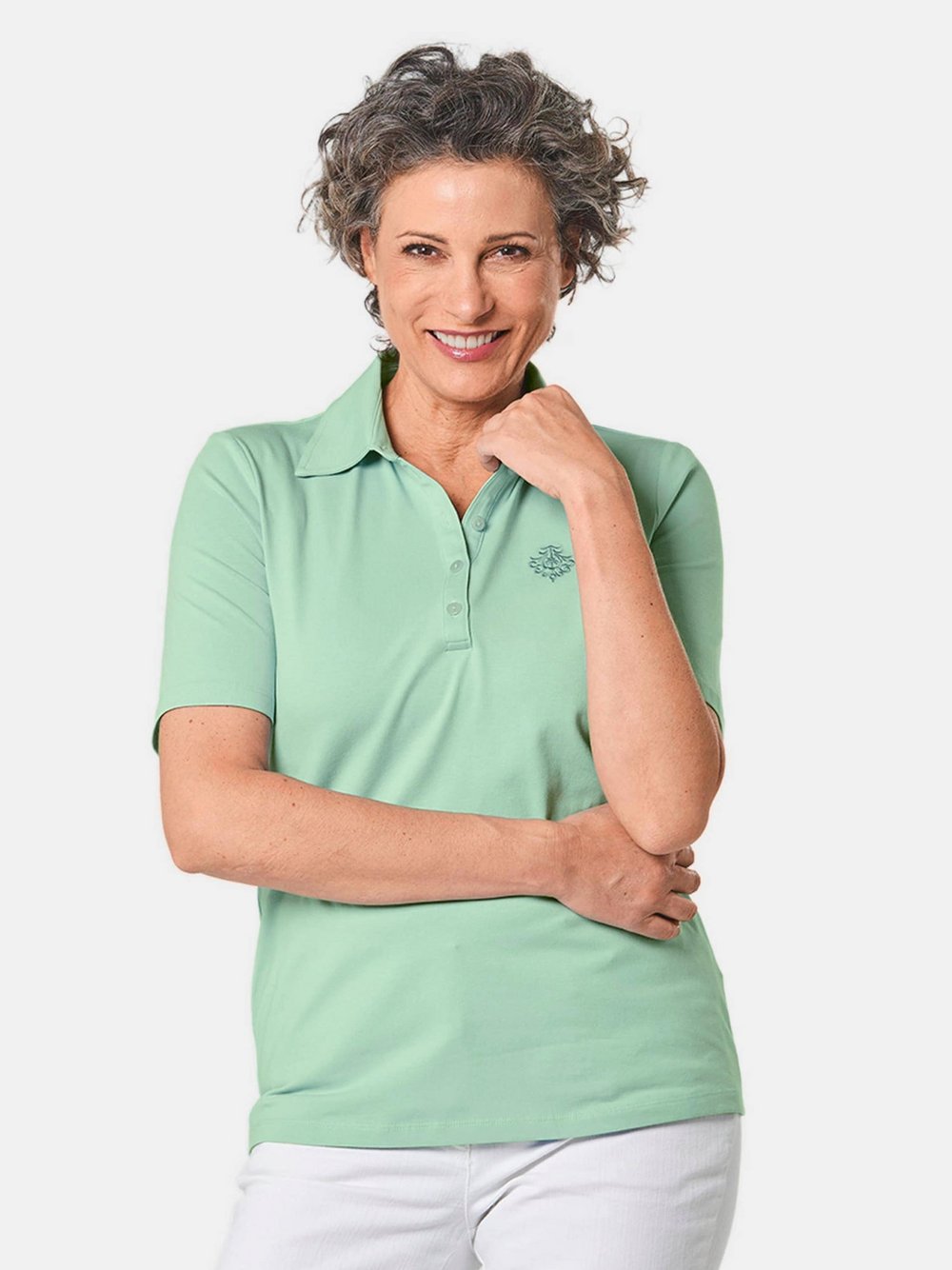 Goldner Poloshirt Damen Baumwolle grün, 54