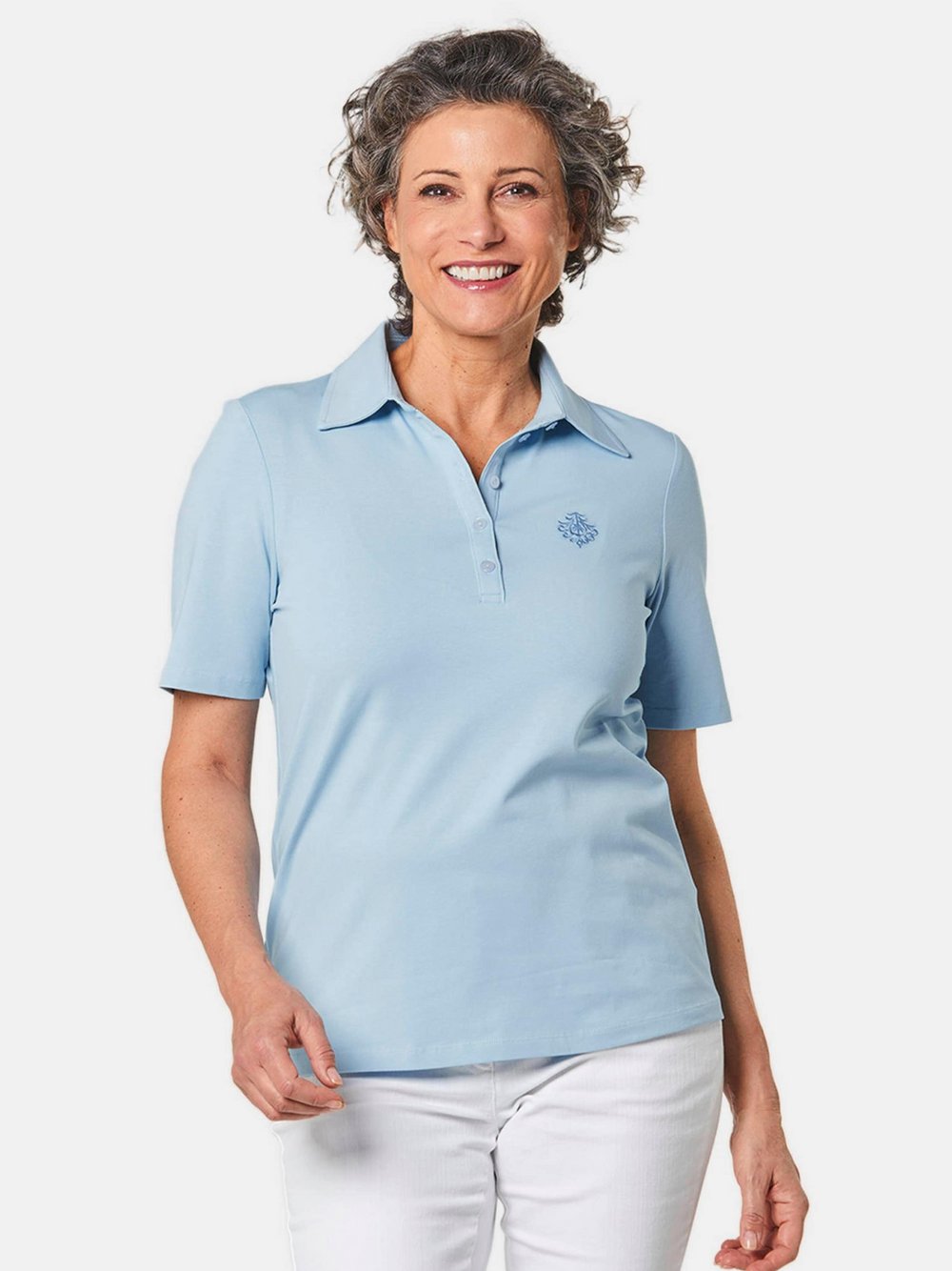 Goldner Poloshirt Damen Baumwolle blau, 42
