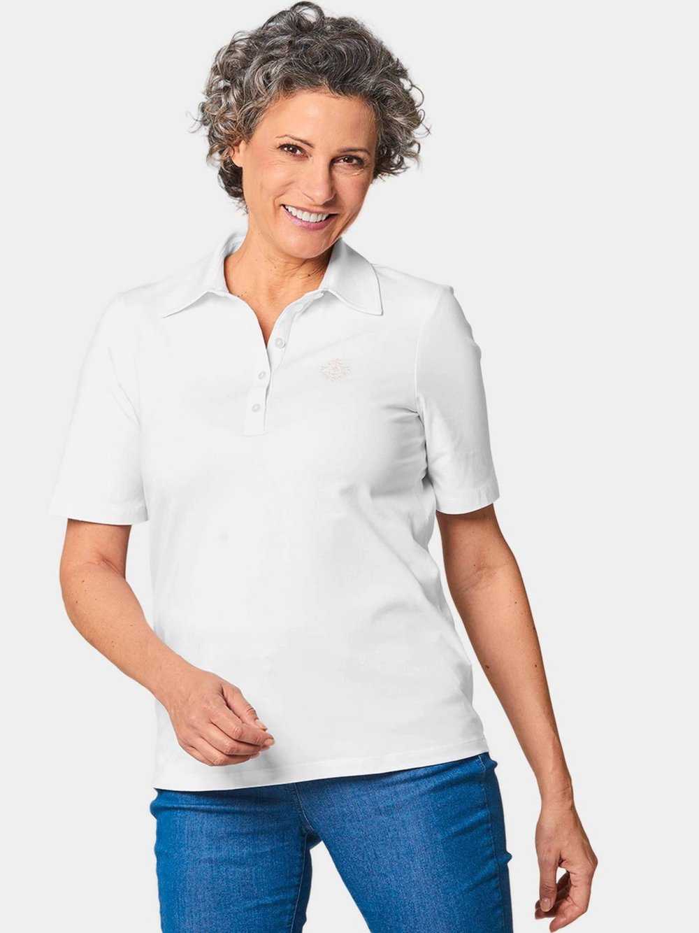 Goldner Poloshirt Damen Baumwolle weiß, 52