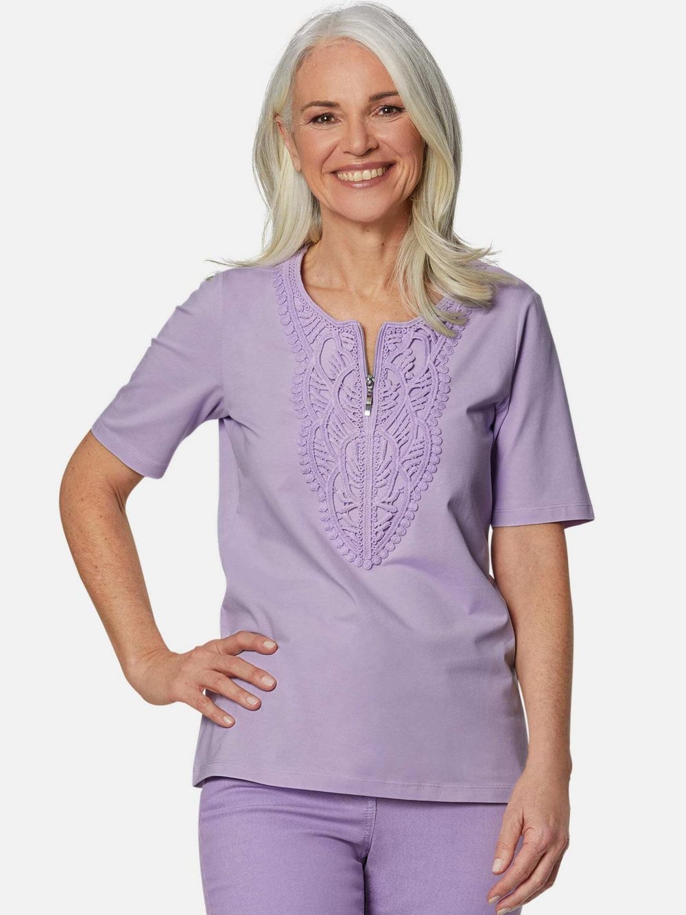 Thumbnail - Goldner T-Shirts Damen Baumwolle lila, 42