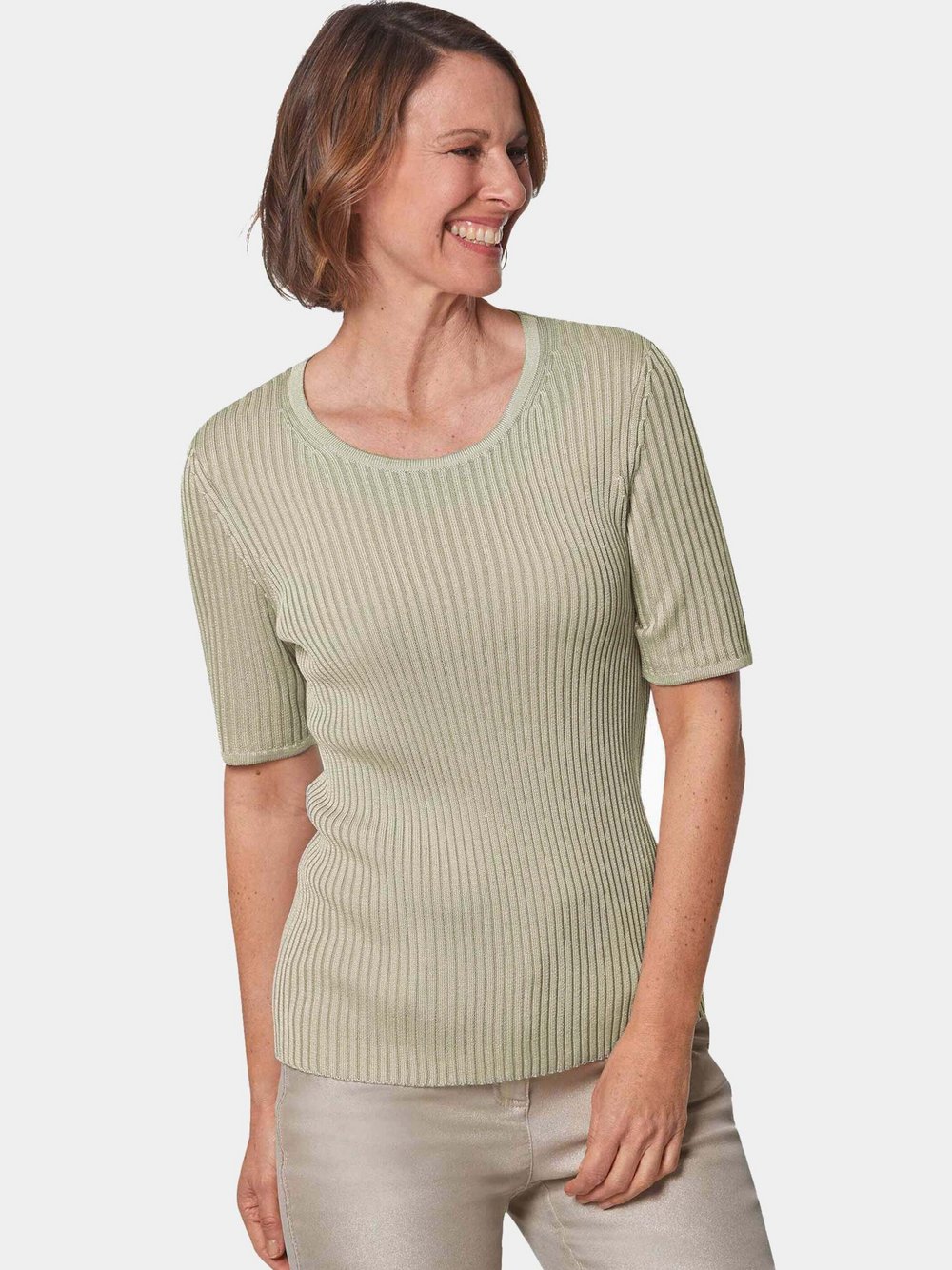 Goldner Pullover uni Damen grün, 38