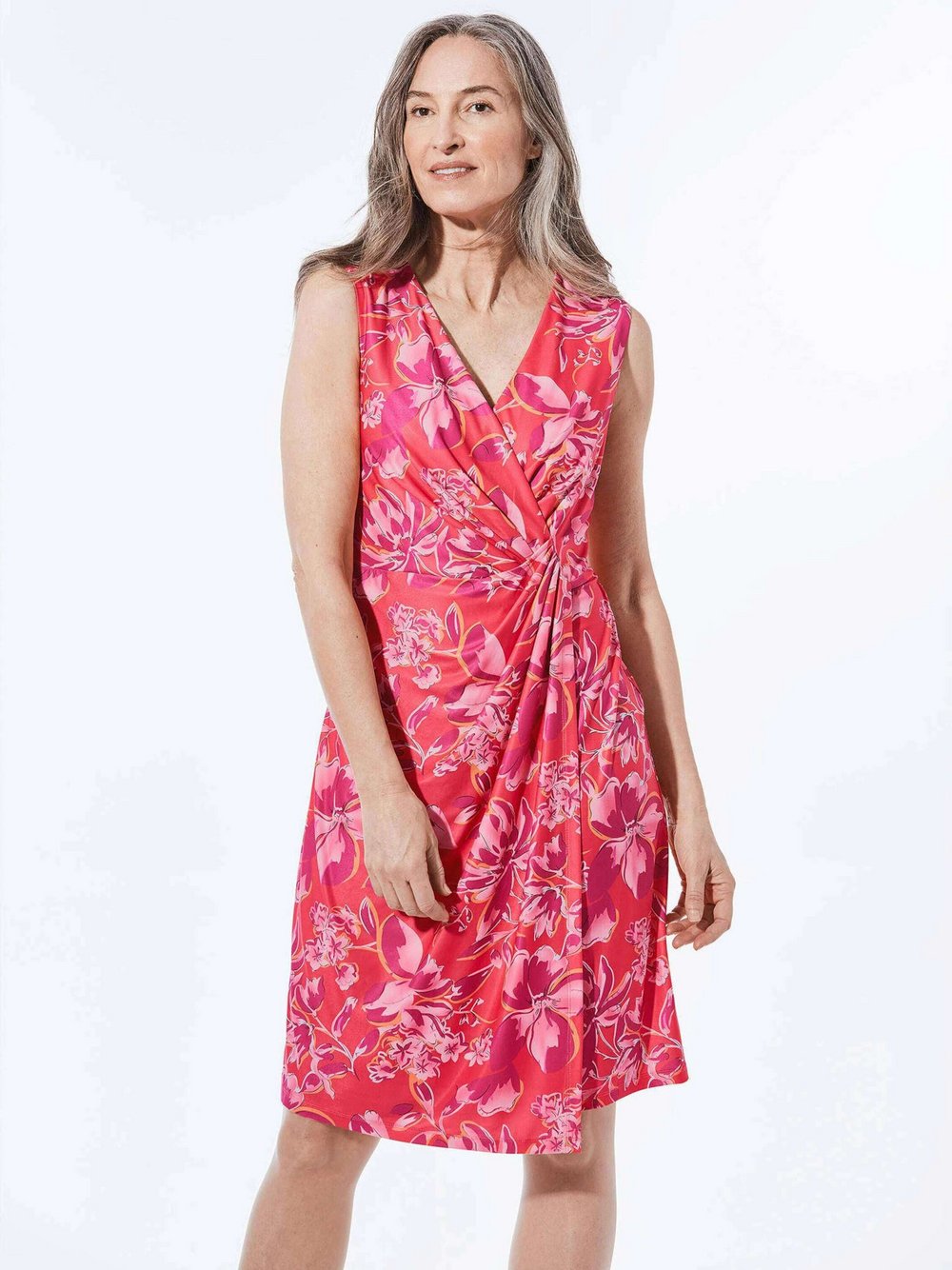 Goldner Kleid Damen rosa gemustert, 48