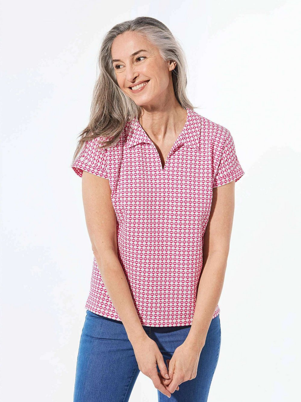Goldner Shirt Damen pink gemustert, 44