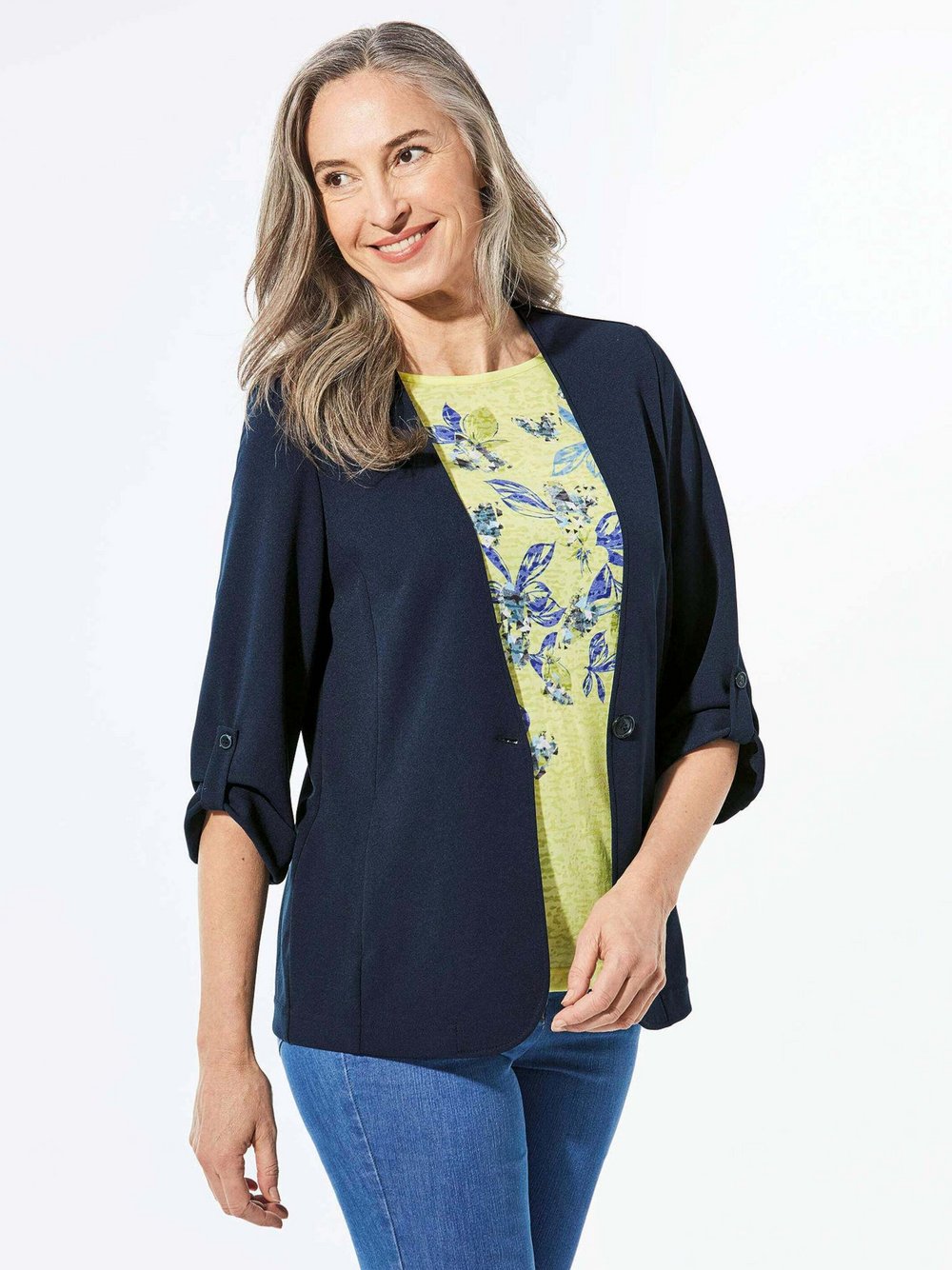 Goldner Blazer Damen blau, 44