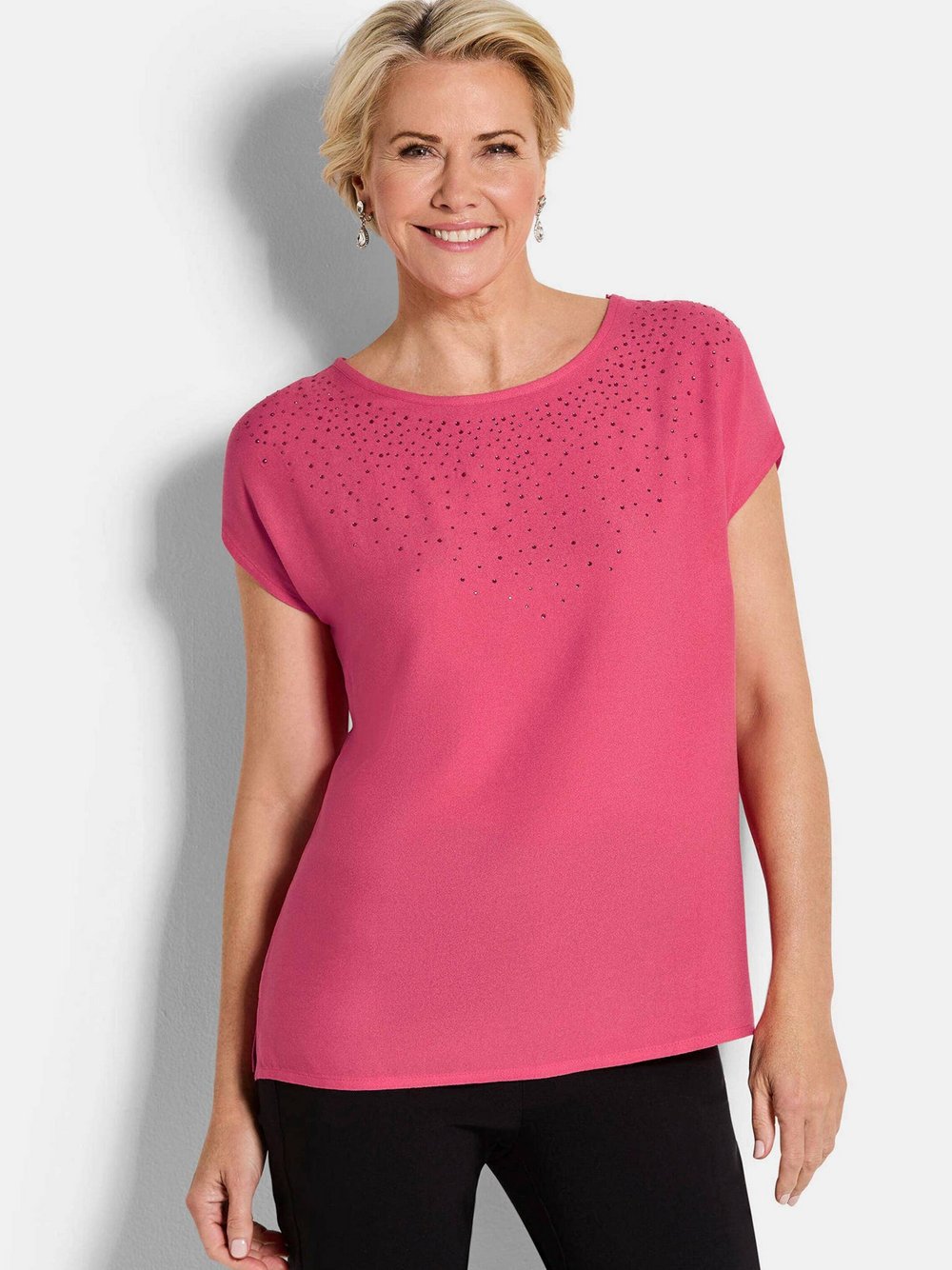 Goldner Kurzgröße: Bluse Damen Viskose rosa, 21