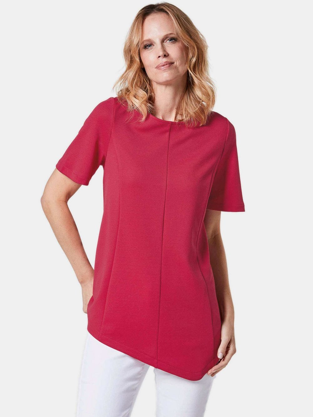 Goldner Kurzgröße:  Zipfelshirt Damen rot, 23