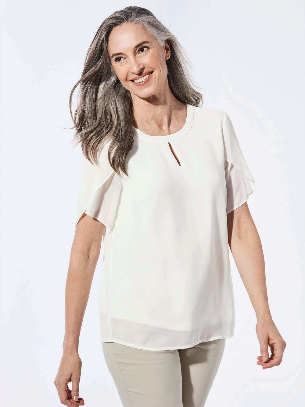 Goldner Bluse Damen weiß, 46