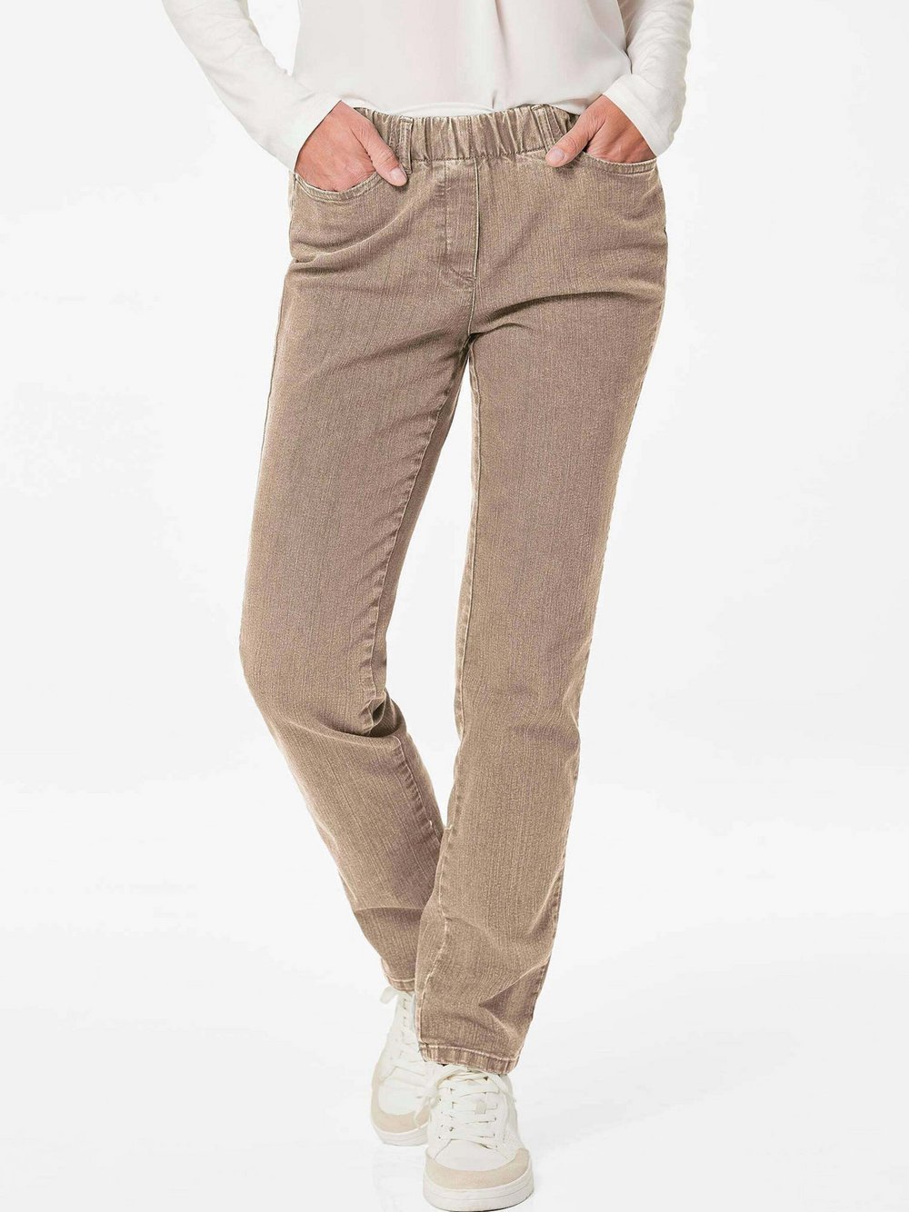 Goldner Jeansschlupfhose LOUISA Damen Baumwolle braun, 54