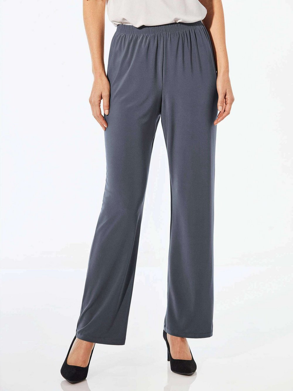 Goldner Kurzgröße:  Bequeme Slinky-Hose mit Schlupfbund Damen grau, 22