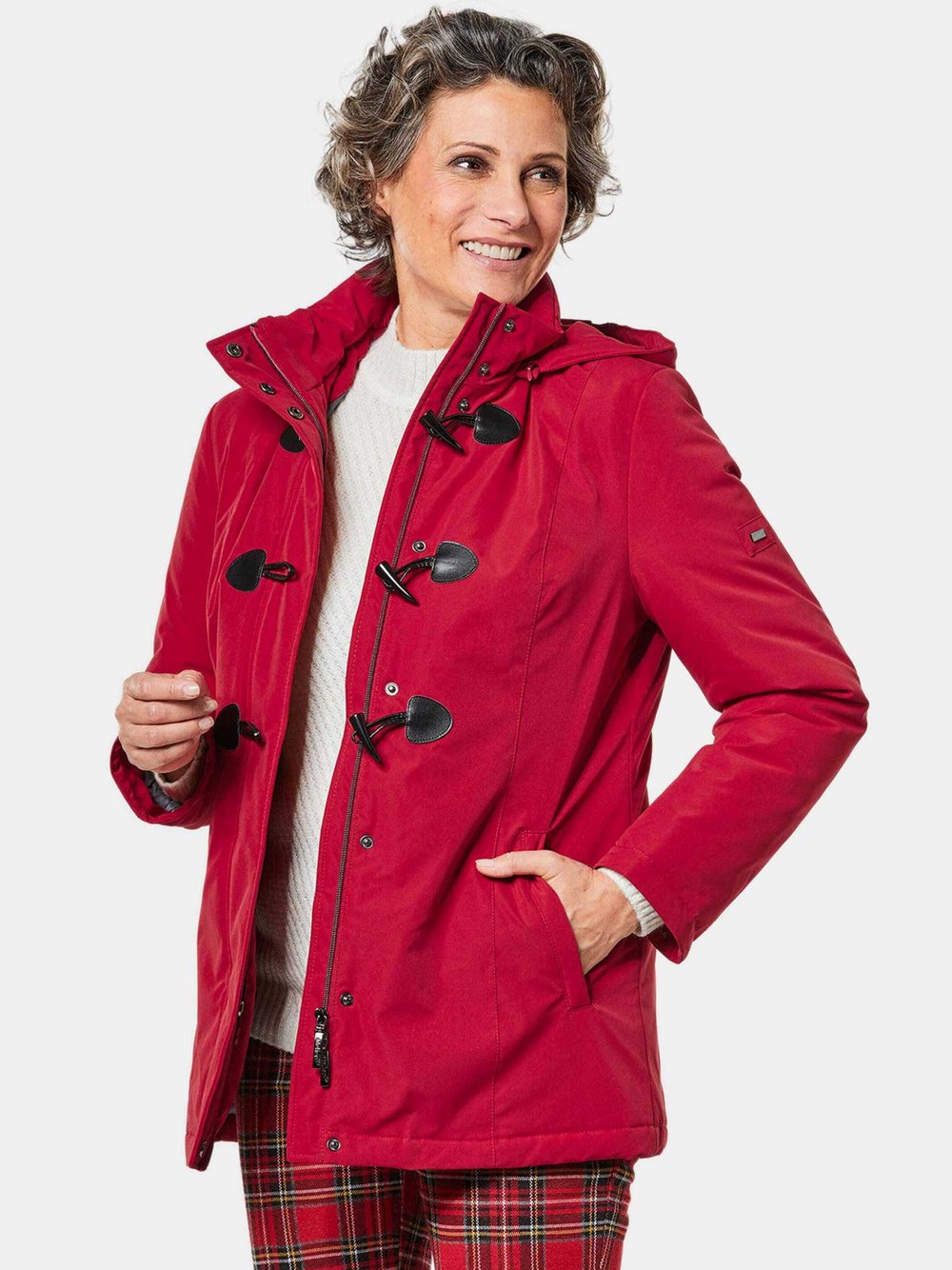 Thumbnail - Goldner Dufflecoat-Jacke Damen rot, 46