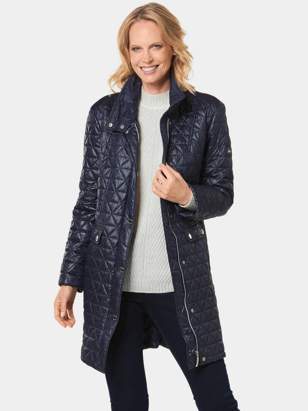 Goldner Stepp-Kurzmantel Damen blau, 38