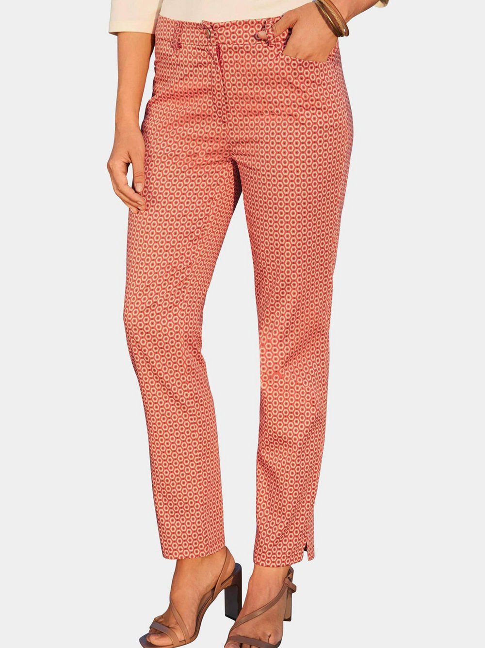 Goldner Hose Damen Baumwolle rot gemustert, 50
