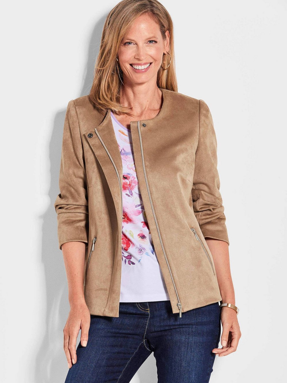Goldner Lederimitatjacke Damen braun, 52