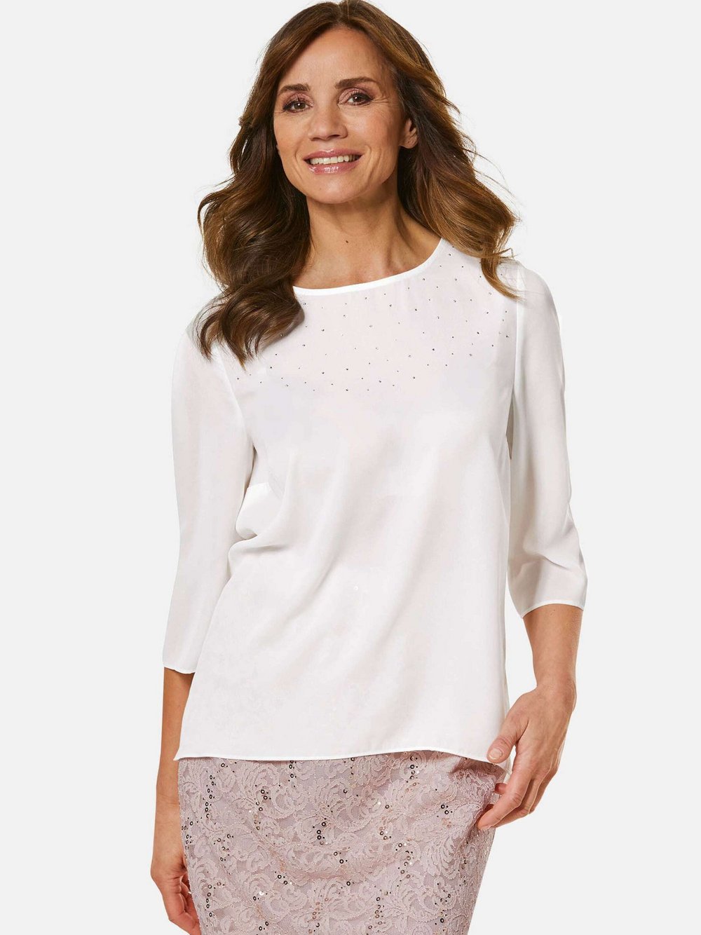 Goldner Schlupfbluse Damen weiß, 44