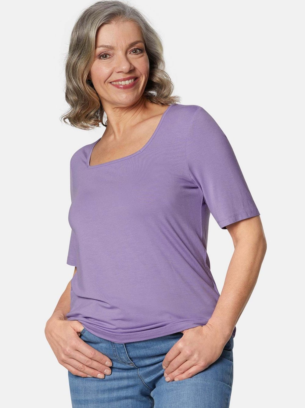 Goldner Shirt Damen Bambus lila, 44