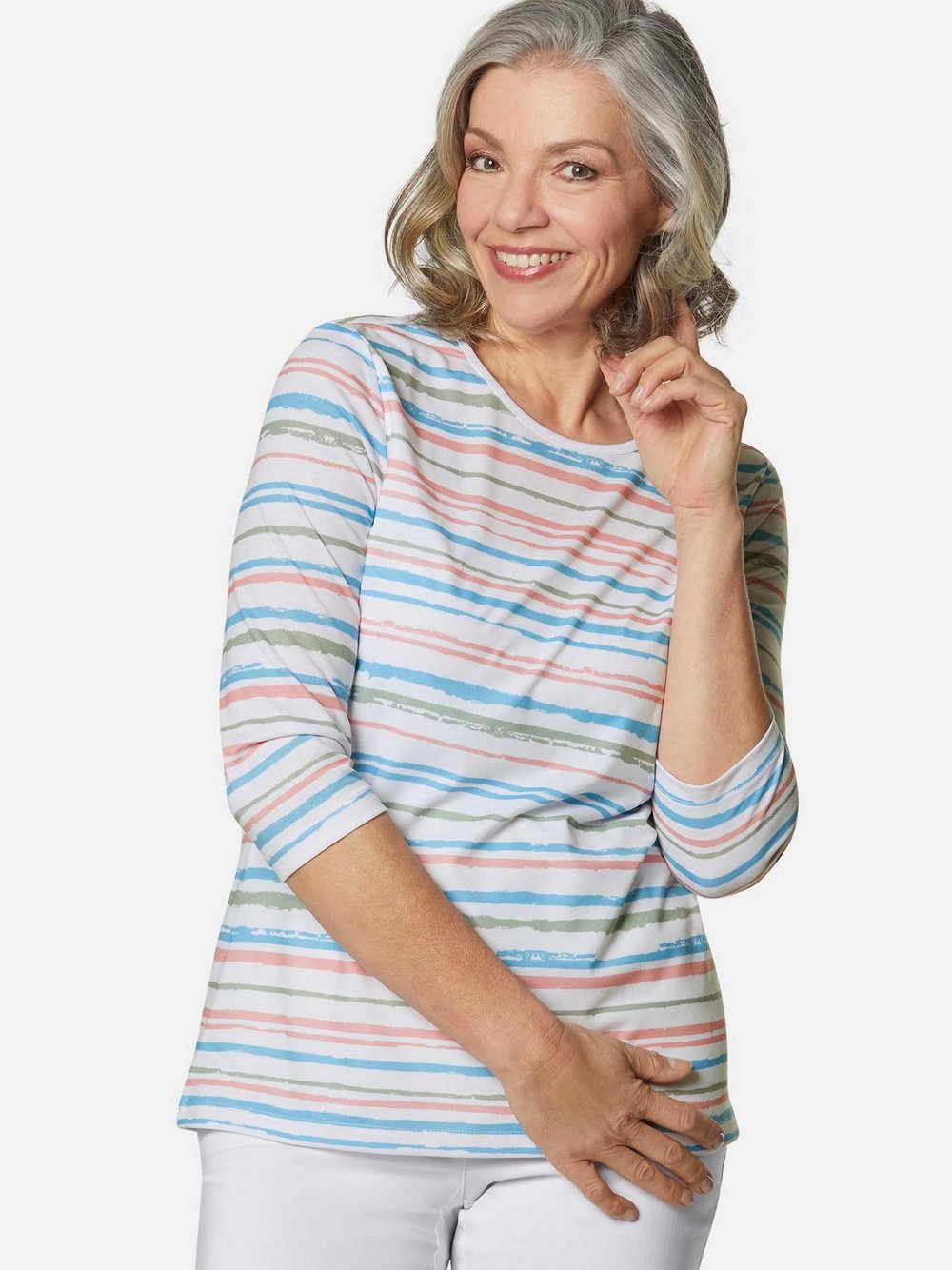Goldner T-Shirt Damen weiß gemustert, 46