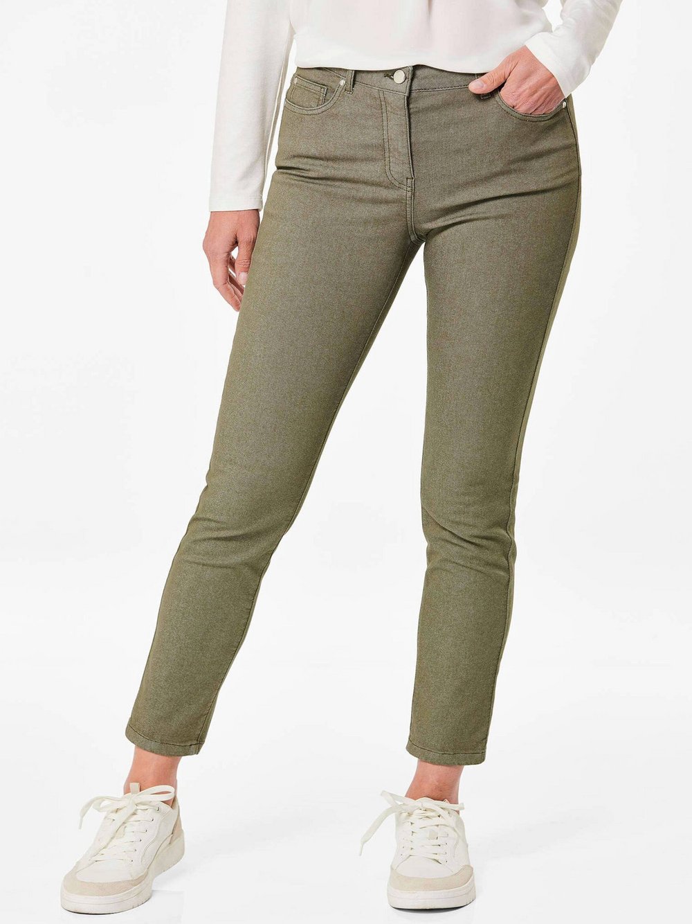 Goldner 7/8-Jeanshose BELLA Damen Baumwolle grün, 46