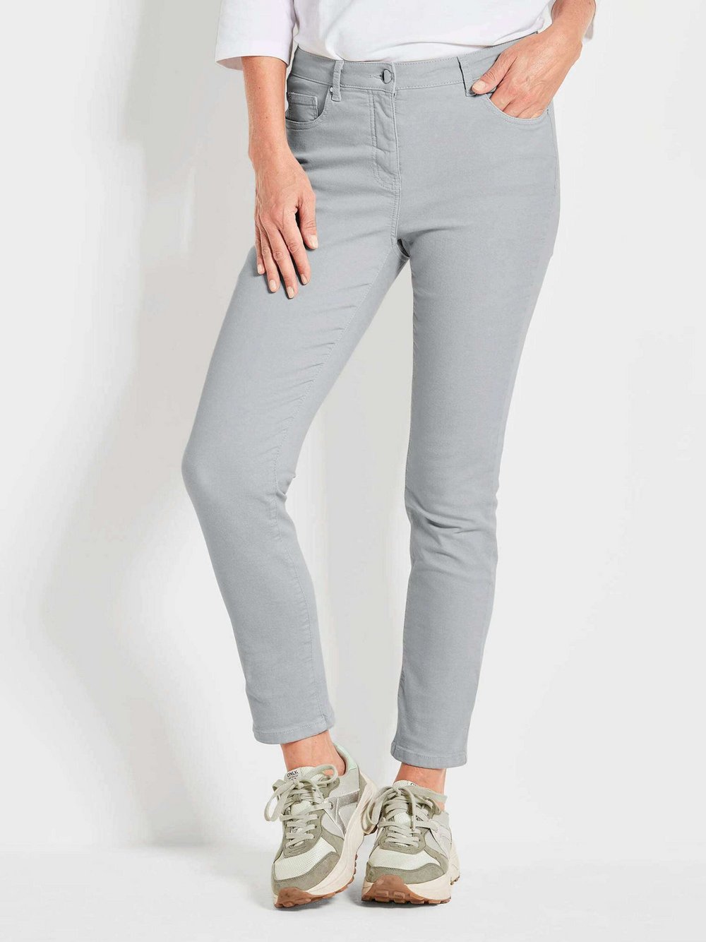 Goldner 7/8-Jeanshose Damen Baumwolle grau, 38