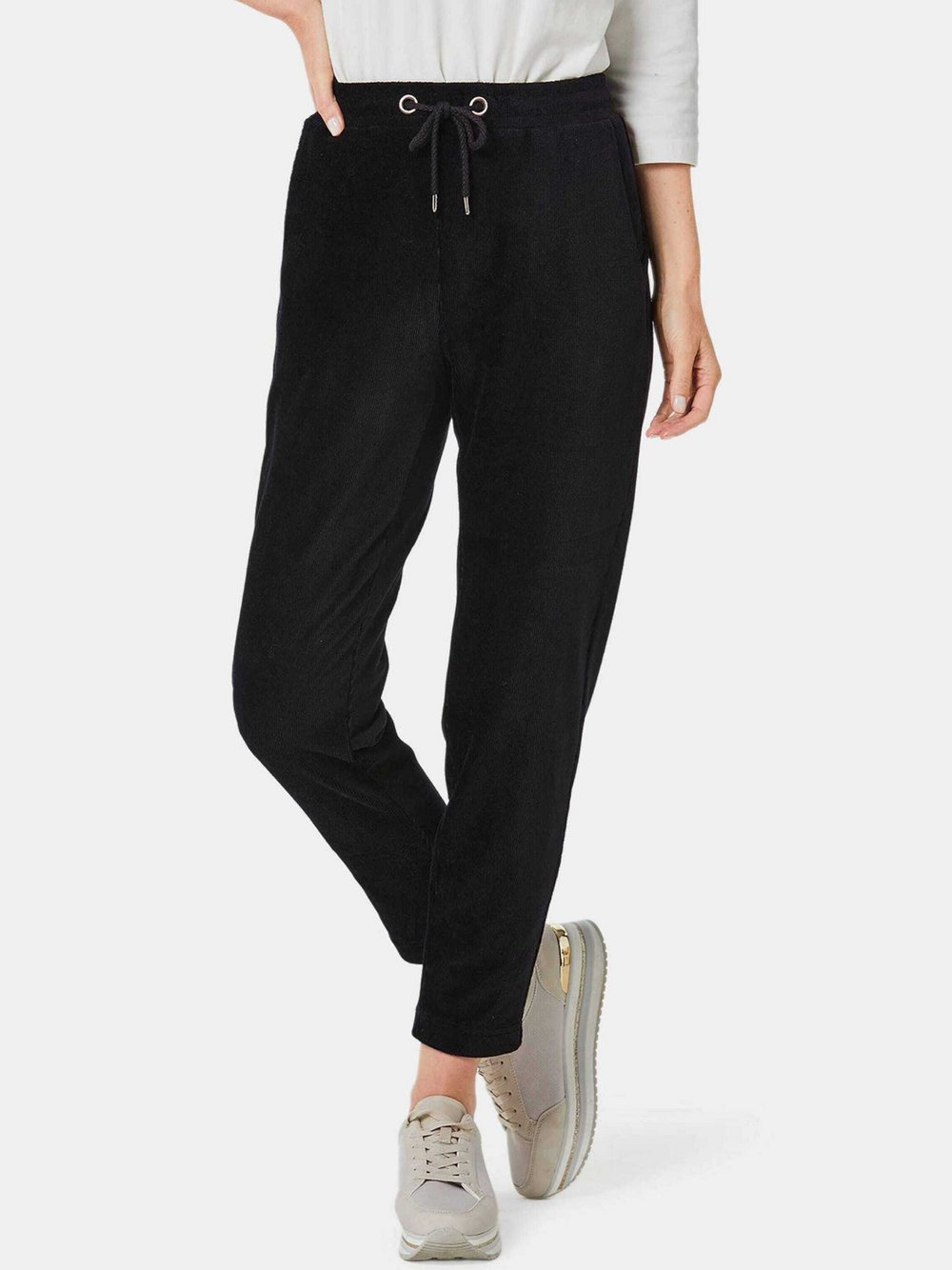 Thumbnail - Goldner Cordhose Damen Baumwolle schwarz, 42