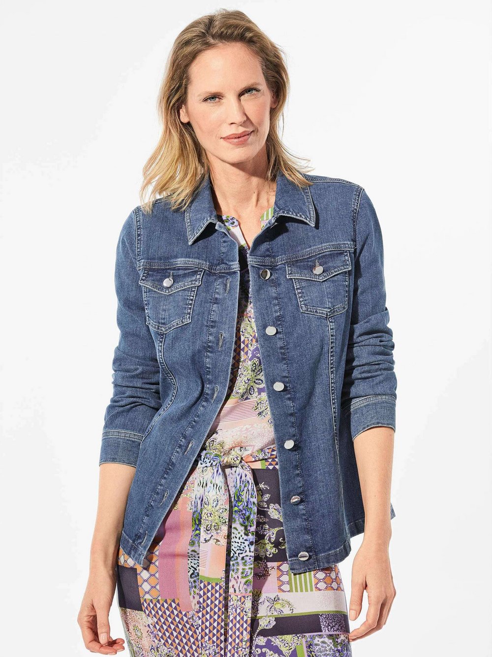 Thumbnail - Goldner Jeansjacke Damen Baumwolle blau, 38