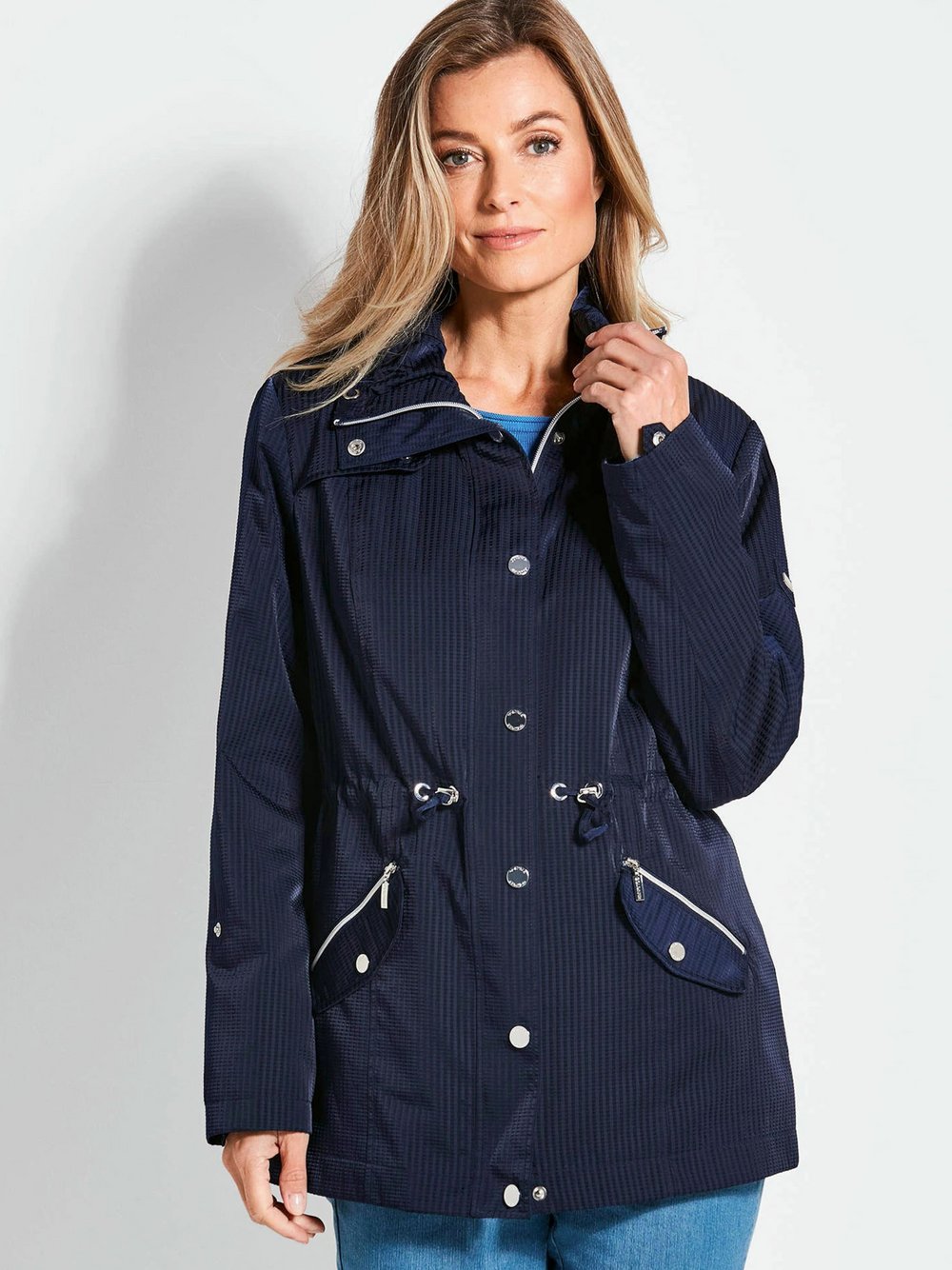 Goldner Jacke Damen blau gemustert, 46