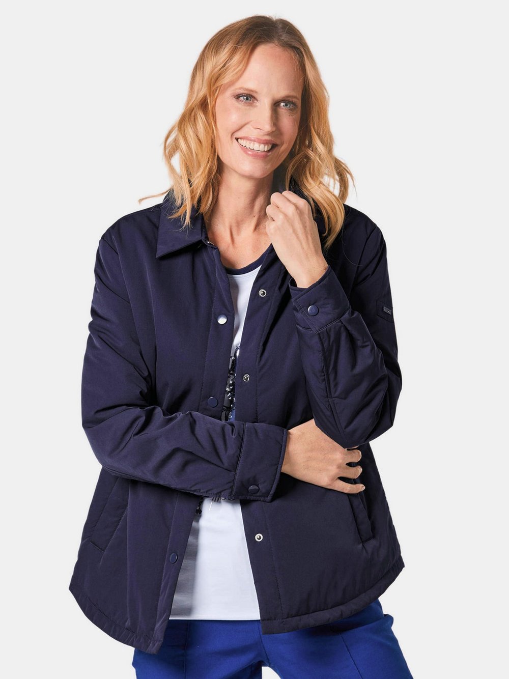 Thumbnail - Goldner Hemdjacke Damen blau, 40