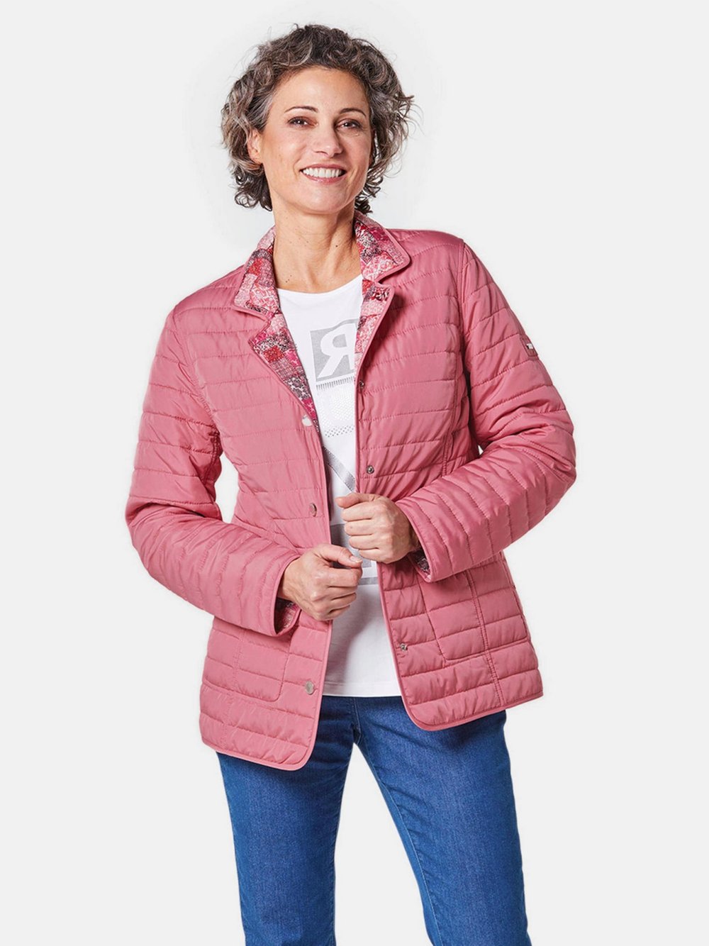 Goldner Druckwendejacke Damen rosa gemustert, 42