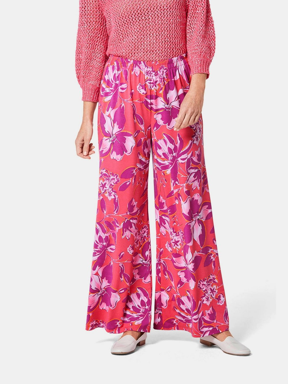 Goldner Palazzo-Hose Damen rosa gemustert, 54