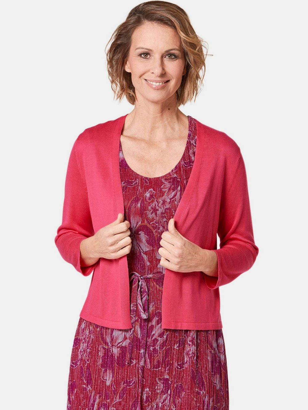 Goldner Strickbolero Damen Viskose rosa, 46