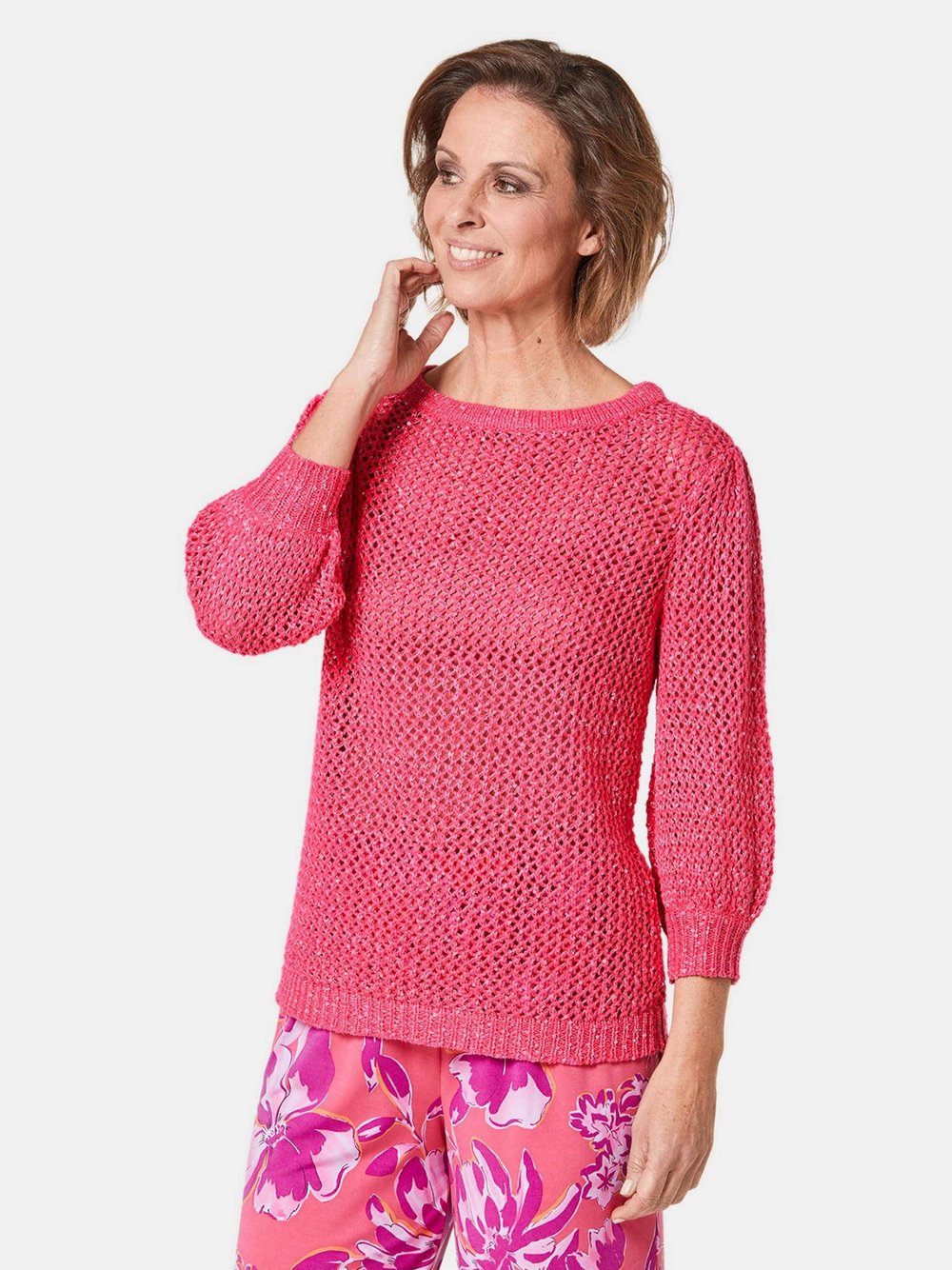 Thumbnail - Goldner Pullover Damen rosa, 46
