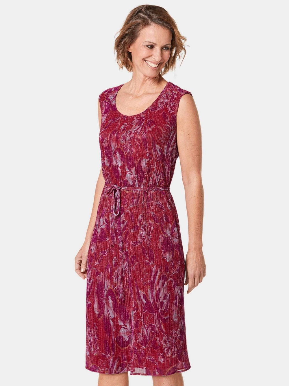 Goldner Druckkleid Damen pink gemustert, 50