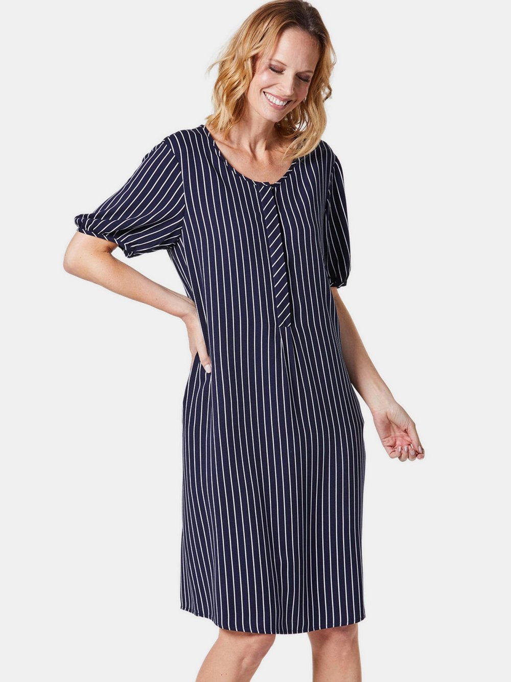 Goldner Kleid Damen Viskose blau gestreift, 50