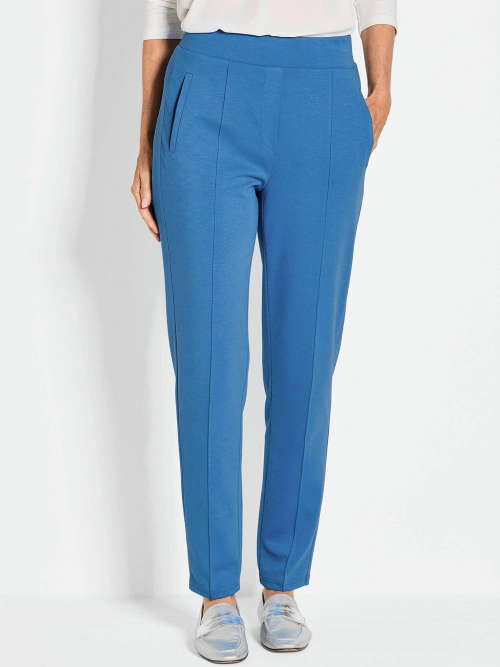 Goldner Stoffhose Damen Polyamid blau, 42