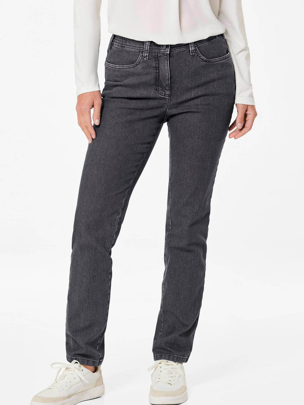 Goldner Jeanshose Carla Damen Baumwolle grau, 46