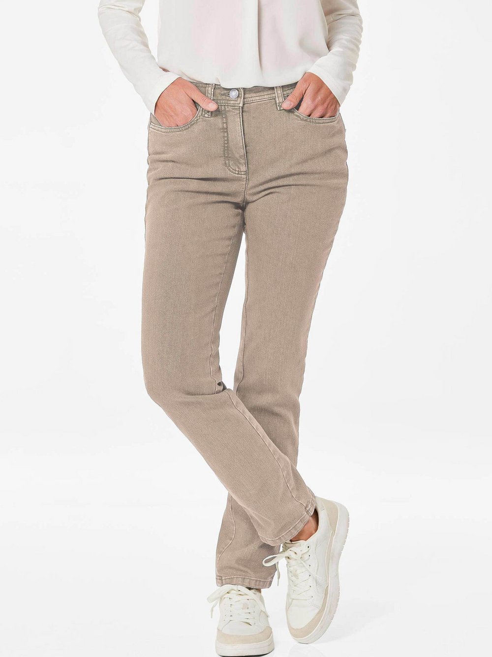 Goldner Jeanshose Carla Damen Baumwolle braun, 50